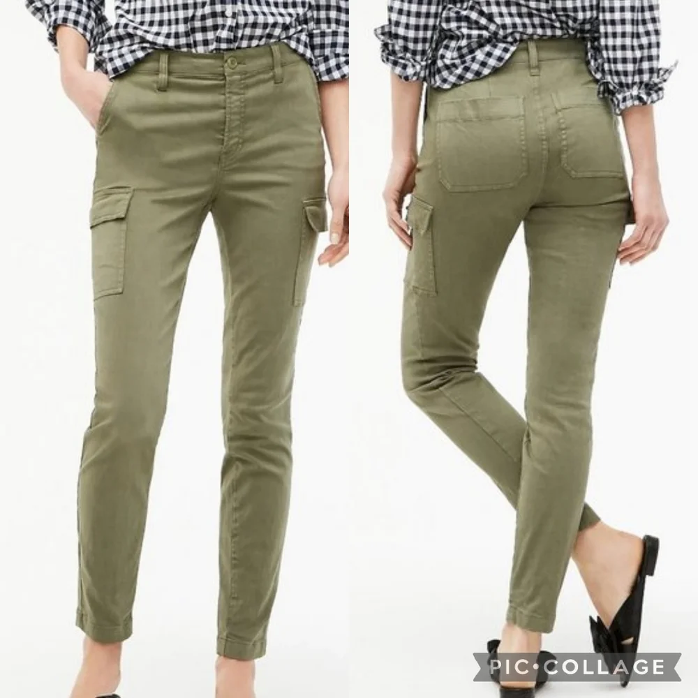 J. Crew High Rise Skinny Washed Cargo Pants Vintage Surplus Green Size 32